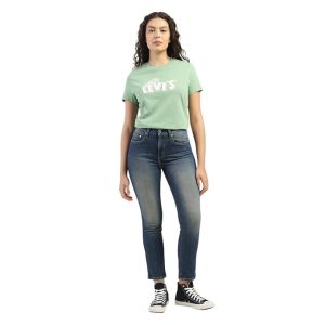 Levi's Women's High Rise 724 Slim Straight Fit Blue Jeans.