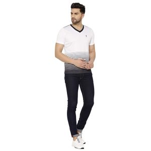 EPPE Men's Printed V-Neck Super Soft Micro Polyester Half Sleeves Sports Casual T-Shirt.