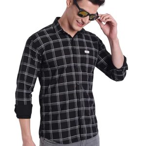 Majestic Man Slim Fit Cotton Casual Check Shirt for Men.