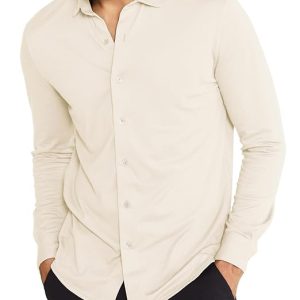 DAMENSCH Men Cotton Blend Regular Constant All-Degree Shirt Full Sleeve, Pique Textured, Thermoregulating Casual, Recycled Fabric Stylish Shirts.