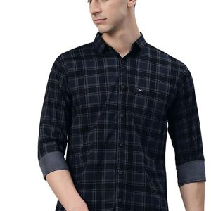 Majestic Man Men Small Checkered Slim Fit Cotton Casual Shirt.